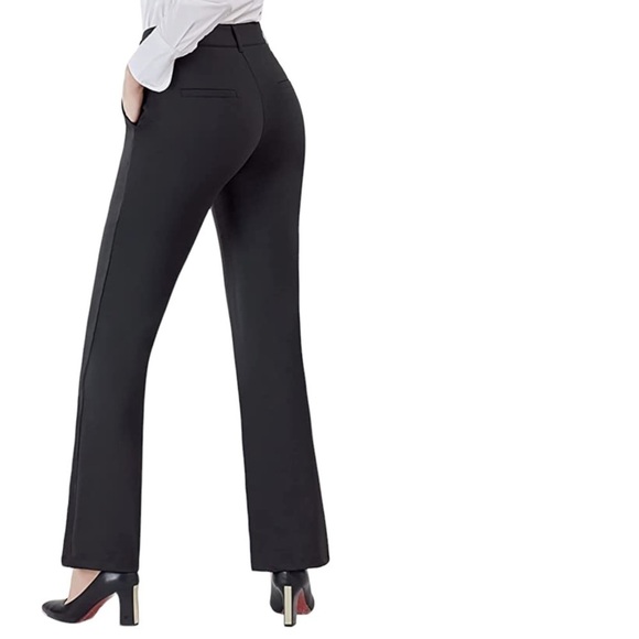 BAMANS Relaxed Fit Black Trousers Stretch Hi-Waist Straight Leg WomensXX-… - Picture 7 of 12